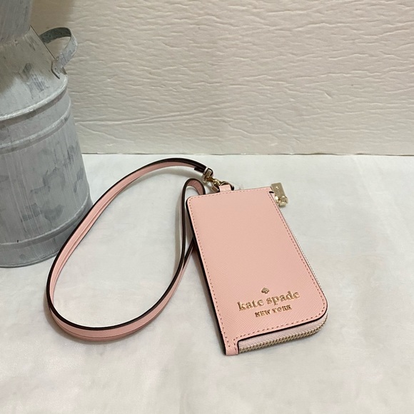 kate spade Other - Kate Spade chalk pink Staci card case lanyard